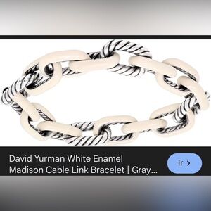 David Yurman Cream Enamel and Sterling Cable Link Bracelet